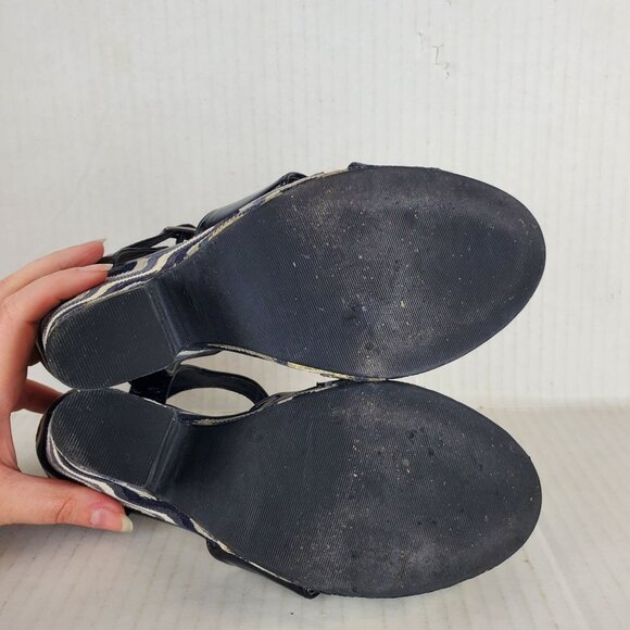 Madden Girl Boozter Chevron Crochet Lace Open Toe Platform Wedge Shoes Size 7.5 - Picture 10 of 10